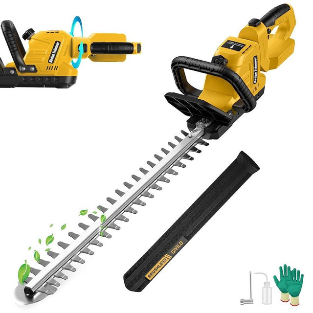 Hedge Trimmer Cordless Compatible with DEWALT 20V MAX Battery, 22-Inch Battery Hedge Trimmer, Brushless Bush Trimmer, 2/3'' Cutting Capacity, Lightweight & Rotatable Handle(No Battery)