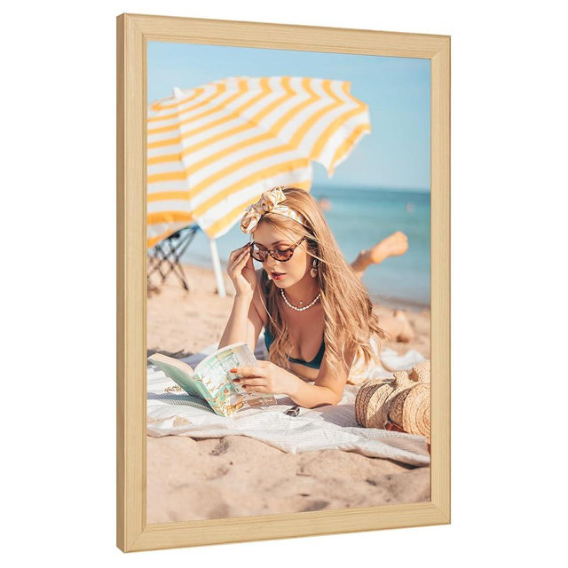 14x17 Wood Frame, Rustic Natural Wooden 17x14in Poster Picture Frame, Modern Beige Woodgrain 14 x 17inch Gallery Wall Photo Frame with HD Plexiglass, Horizontal Vertical Wall Mounting Display 1pcs