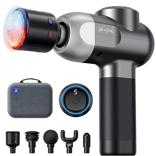 BOB AND BRAD C2 Pro Massage Gun with Heat and Cold Therapy, Mini Massager Gun Deep Tissue, Heated Professional Electric Back Massager for Athletes, Handheld Massager, FSA and HSA Eligible
