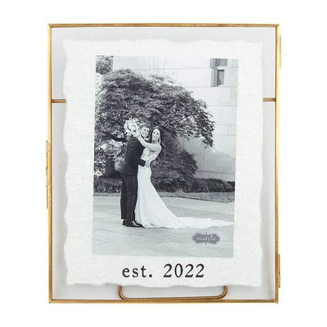 Mud Pie 5 x7 Est 2022 Wedding Brass Frame, Gold