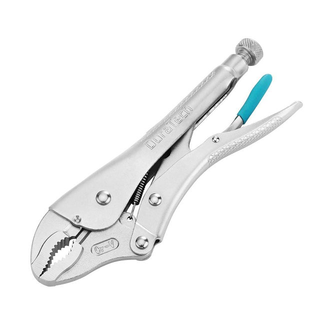 DURATECH 10-Inch Locking Pliers, Premium Cr-V Construction, Curved Jaw Locking Pliers with Wire Cutter, Fit for Clamping Twisting Welding