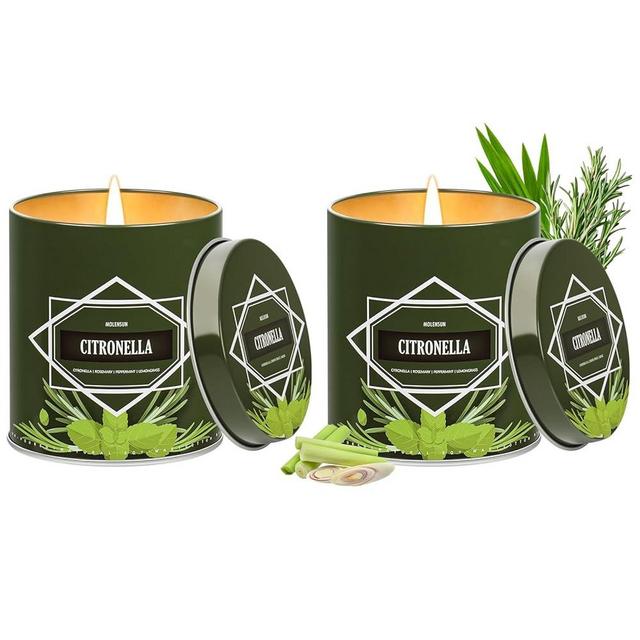 Citronella Candles Outdoor 2-Pack, Total 18oz Citronella Candles for Outside Patio, Camping & Garden, Summer Gifts for Indoor Home Scented, 50-Hour Burn Time, 9 Ounce Each