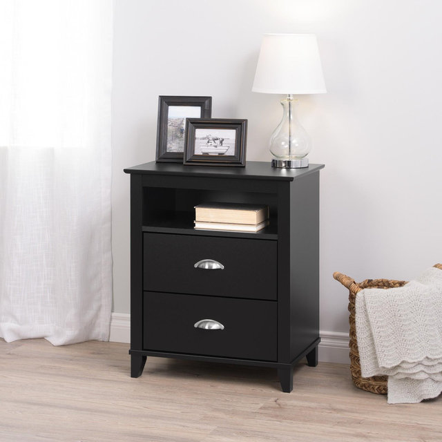 Yaletown 2 Drawer Tall Nightstand Black - Prepac