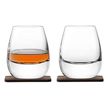 LSA International Whisky Islay Tumbler & Coaster (2 Pack), 8.5 fl. oz., Clear/Walnut