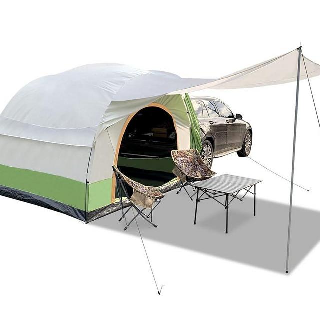 Hasika SUV Tent for Car Camping Universal Fits All SUVs Vans, 6 Person Capacity,Free Standing,Includes Rainfly and Poles UPF 50 + 8.2' W X 8.2' L X 6.6' H