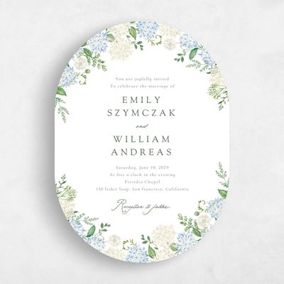 White Oval Wedding Invitation - Speranza Portrait