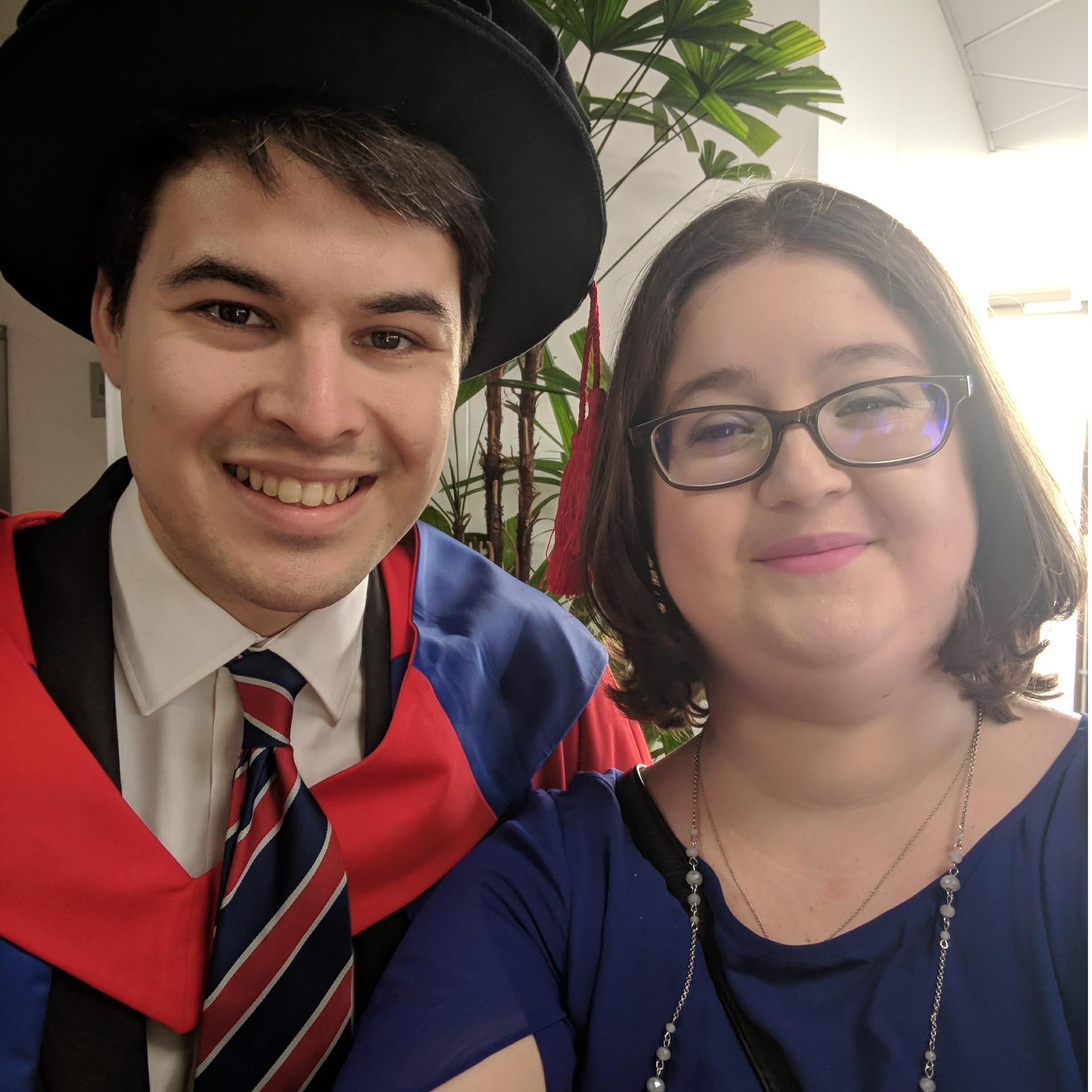 Photo from David's PhD graduation in January of 2018.