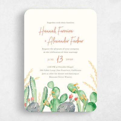 Beige Rounded Wedding Invitation - Aurora Border