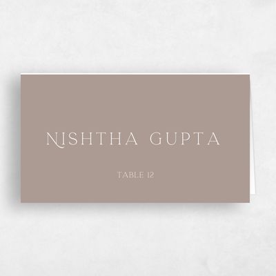 Rich Taupe, Brown Wedding Place Card - Eldridge