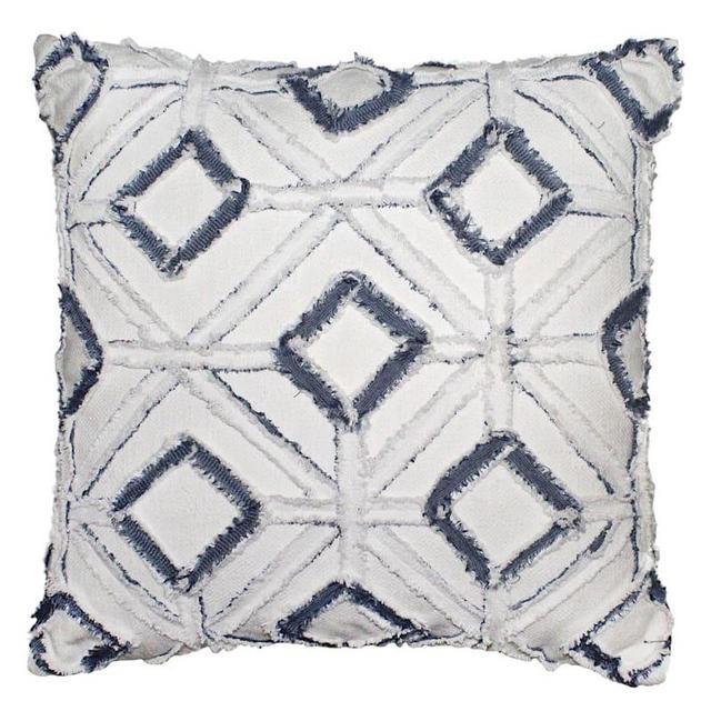 Tracey Boyd Blue Applique Diamond Pillow 18X18