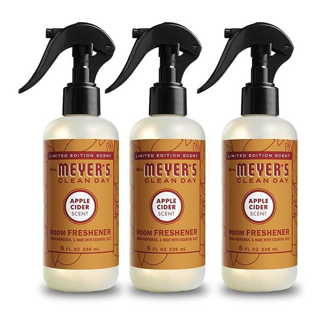 Mrs. Meyer's Room and Air Freshener Spray, Non-Aerosol Spray Bottle Infused with Essential Oils, Limited Edition Apple Cider, 8 fl. oz - Pack of 3