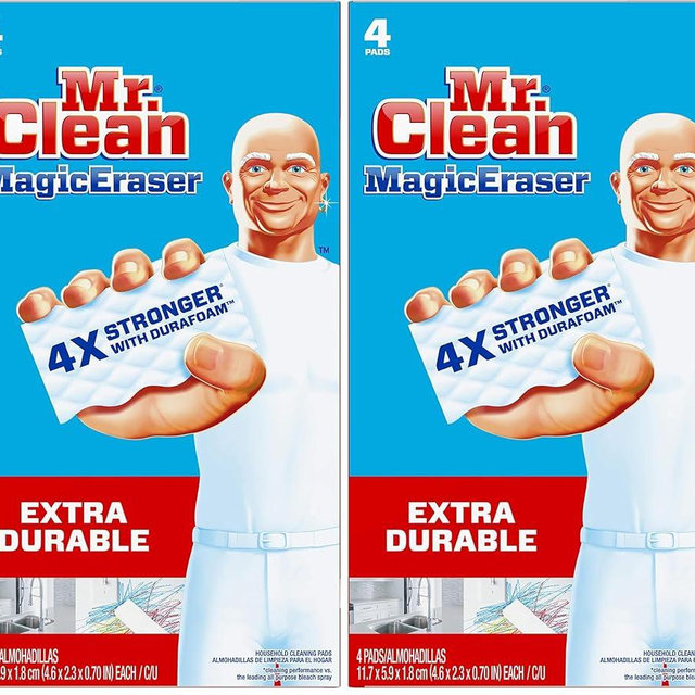 Mr. Clean Magic Eraser, Extra Durable, Shoe, Bathroom, and Shower Cleaner, Cleaning Pads with Durafoam, 4 Count (Pack of 2)