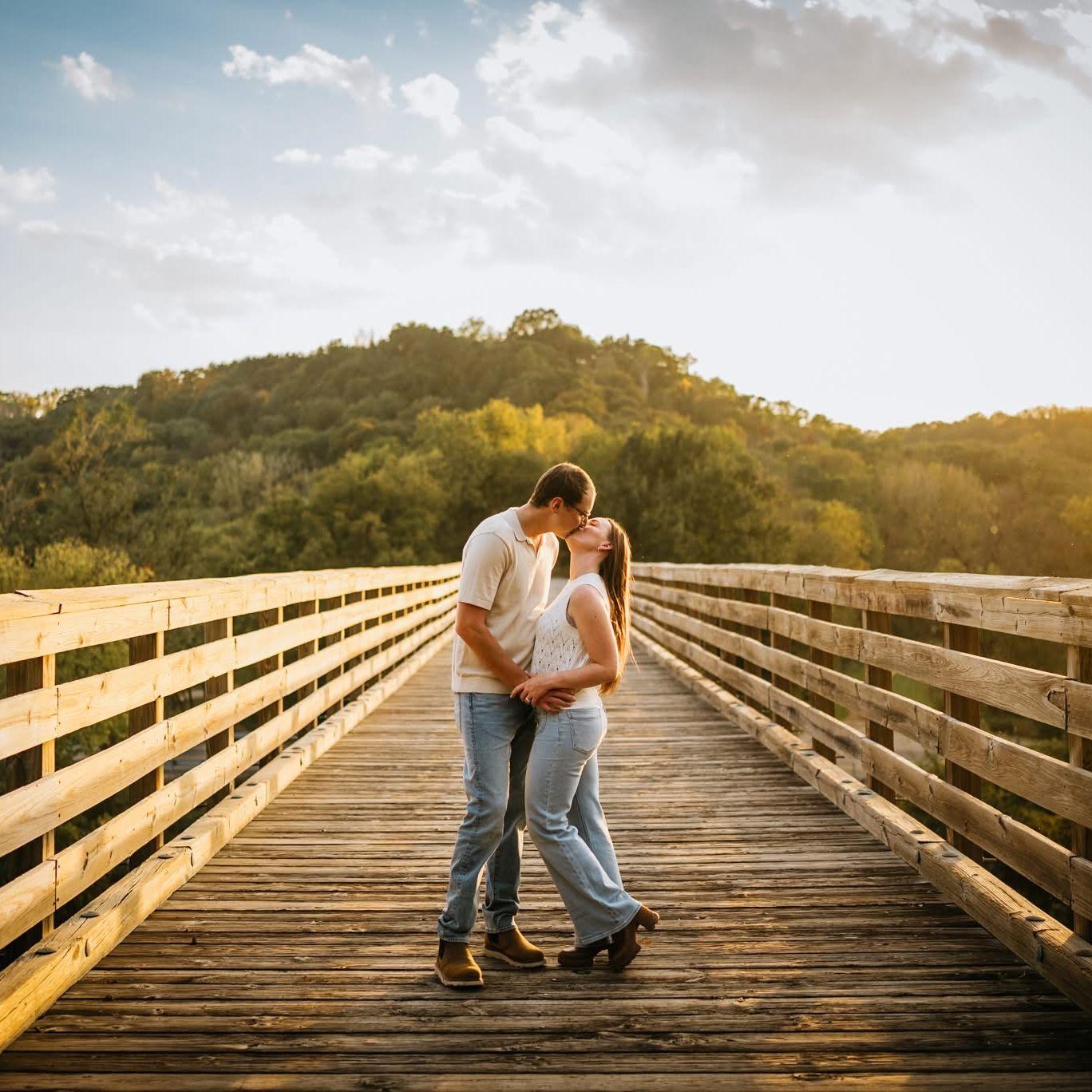 This photo was taken on Red Jacket Trestle bridge, just one of the many locations we have explored together while dating in Mankato, MN.
