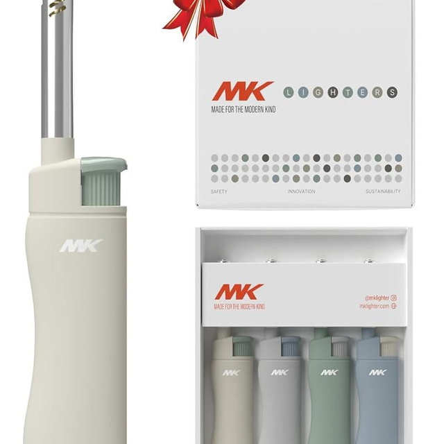 MK Candle Lighter, Butane Refillable Wind-Resistant Flame, 4-Pack for BBQ, Camping, Outdoor Use (Earthy-4PC)