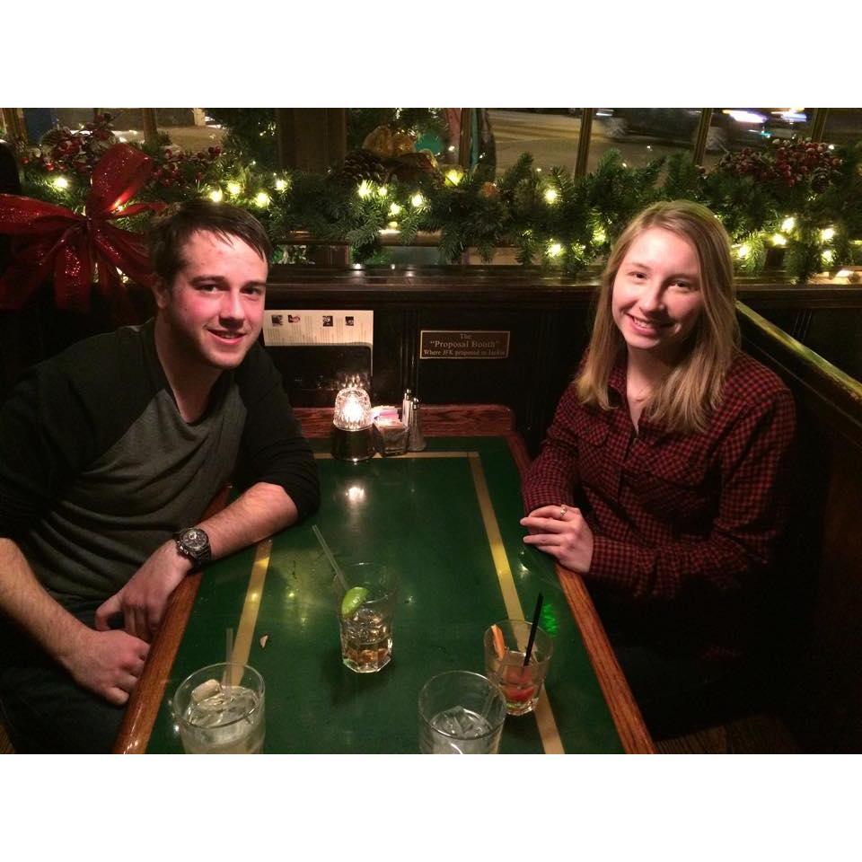 No, he did not propose here at Martin's but we did get the special booth where JFK proposed to Jackie!! It was a very special dinner.