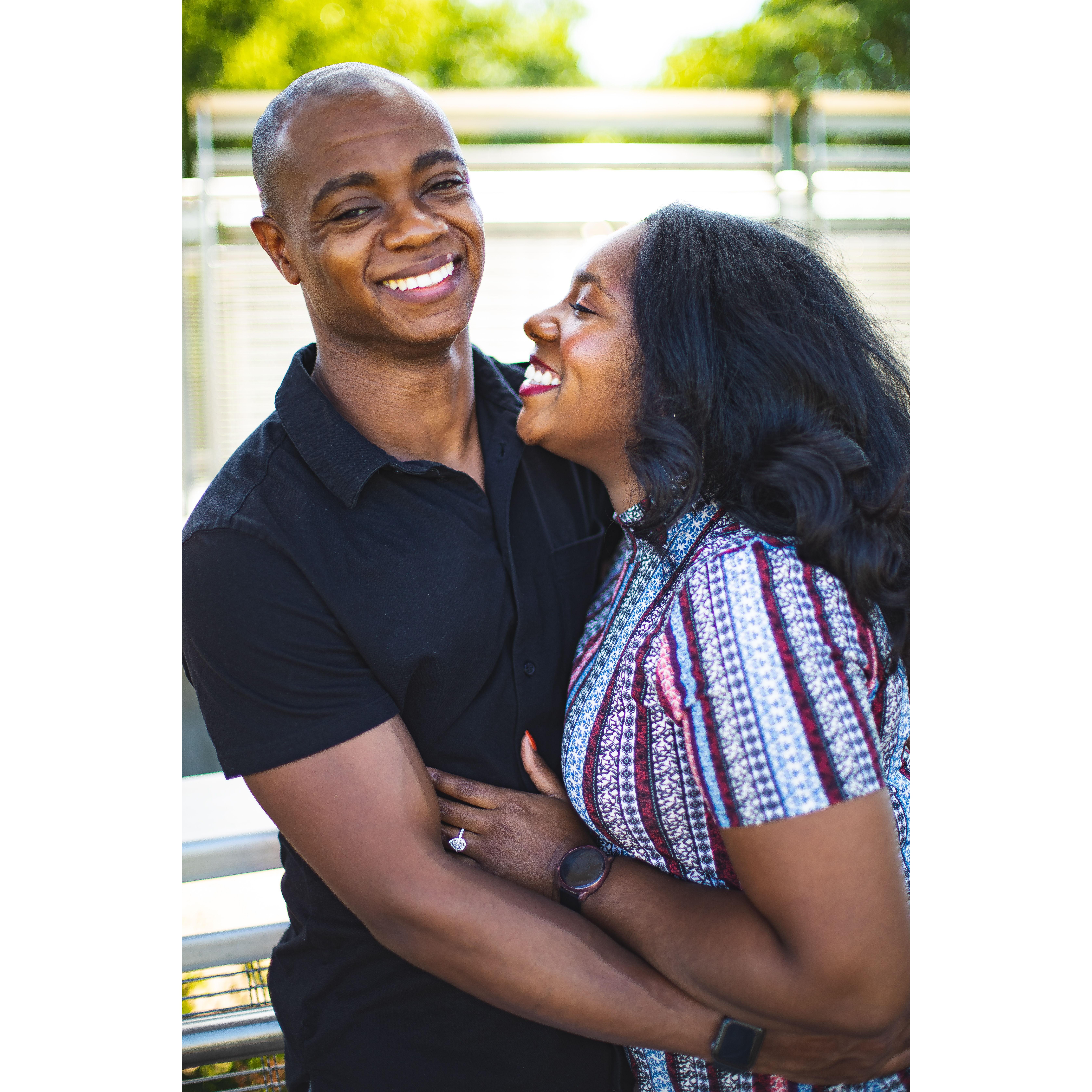 The biggest smile you'll probably see on both of us. This was literally minutes after Michael proposed.