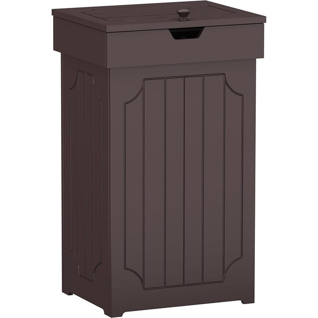 Function Home Trash Can Cabinet, 13 Gallon Kitchen Garbage Can, Wooden Recycling Trash Bin, Freestanding Dog Proof Trash Can, Farmhouse Trash Cabinet with Lid for Home Kitchen Living Room, Coffee