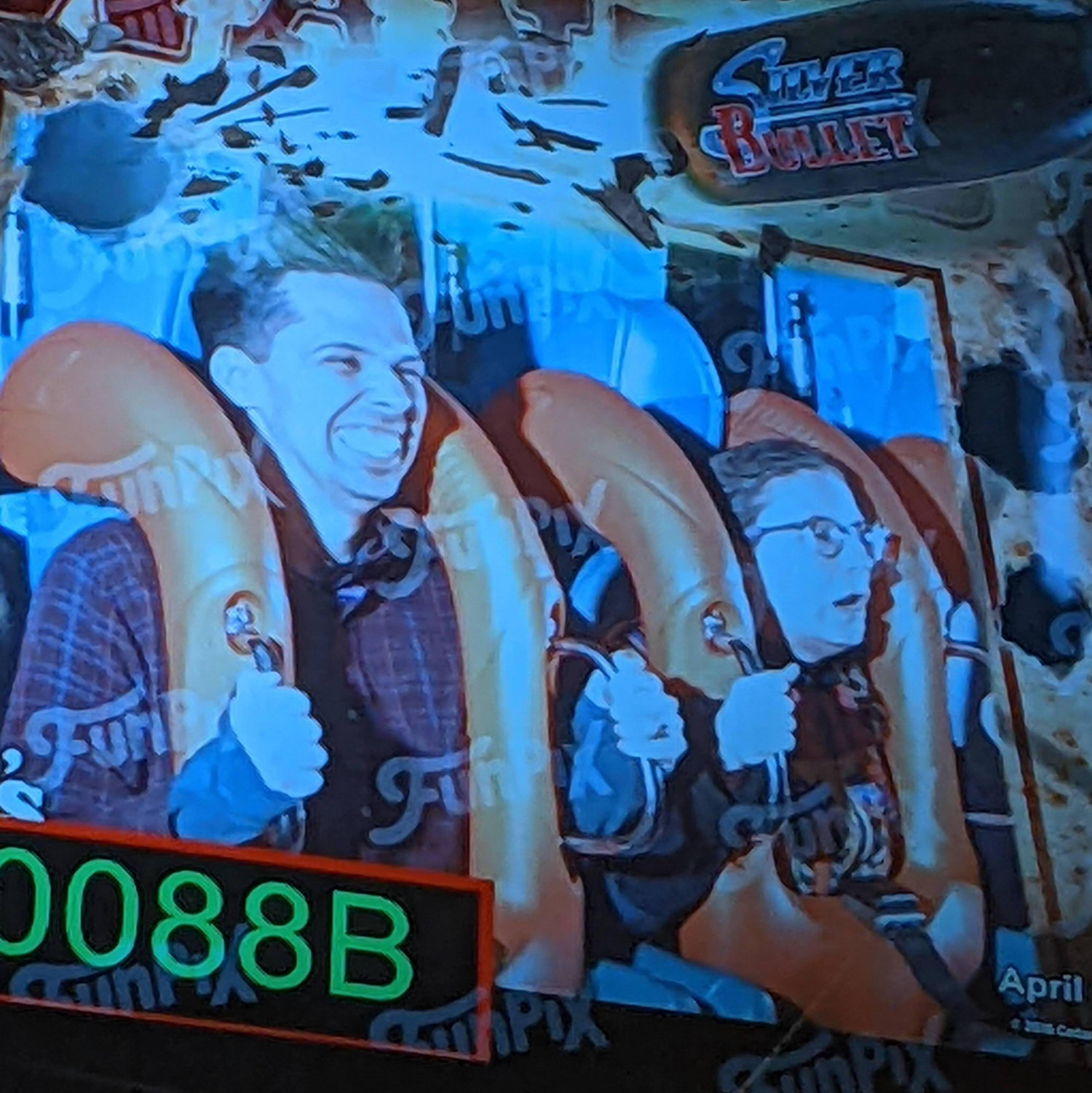 Knott's Berry Farm, 2024. Despite how this looks, Emily actually loves roller coasters.
