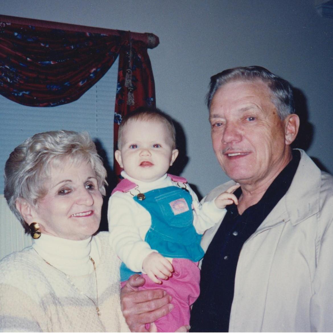 Caroline with her Gammy (Betty) and Paw-Paw (John)