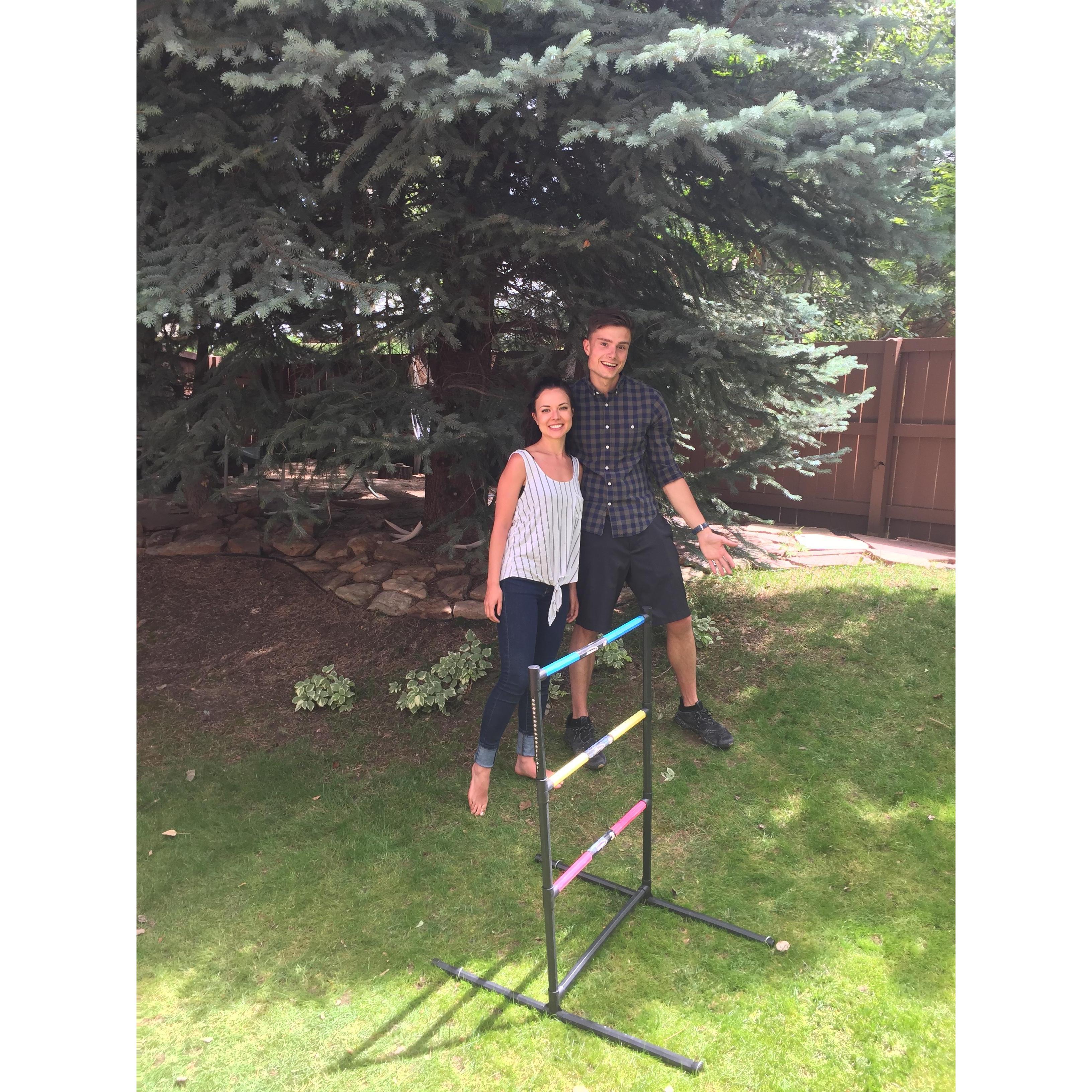 Father's Day backyard ladder golf champs