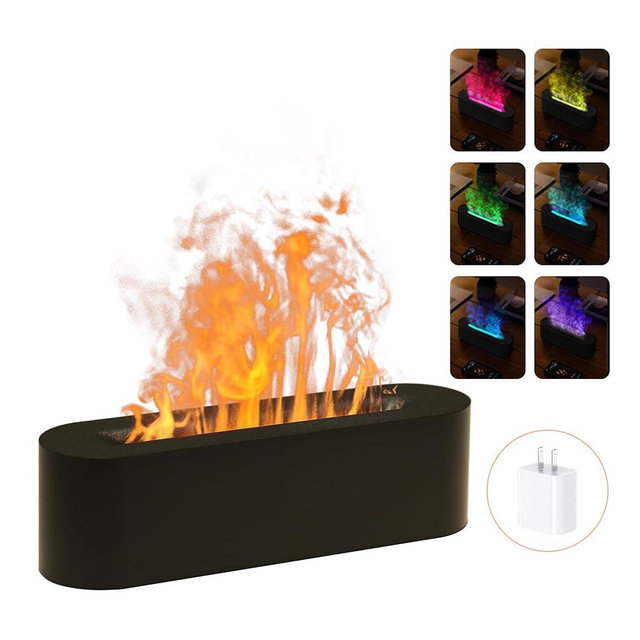 Rican Essential Oil Diffusers 150ml, Flame Diffuser Humidifier for Essential Oils with 7 Colors Changing, Aromatherapy Diffuser for Home Office Bedroom, Black