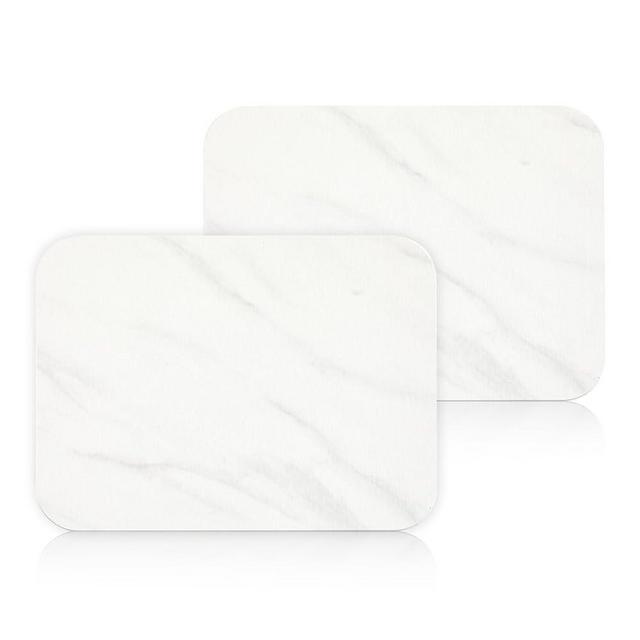 2 Pack Stone Dish Drying Mat for Kitchen Counter, Heat Resistant, Fast Dry, Super Absorbent Dish Drying Mat, Eco-Friendly Diatomaceous Earth Mat with Non-Slip Pad, Sand Tool (16x12 Inch, White Marble)