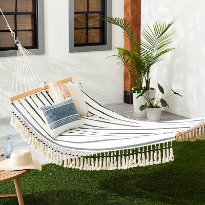 Woven Stripes Tassel Hammock Black/Cream - Hearth & Hand™ with Magnolia