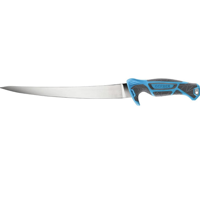 Gerber Gear Controller - Saltwater-Resistant Fishing Fillet Knife with Sheath & Built-In Knife Sharpener - Premium Fishing Gear - 10", Cyan
