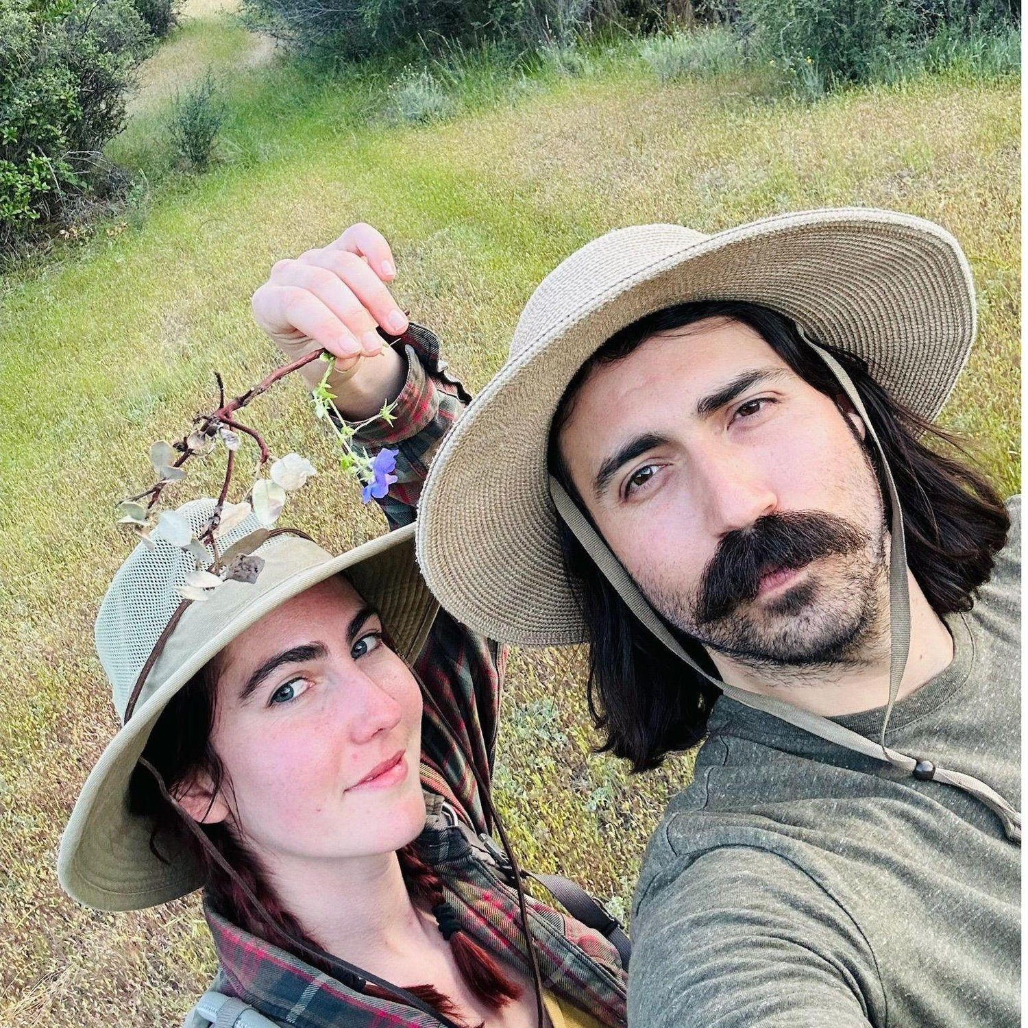 Springtime hike admiring wildflowers.