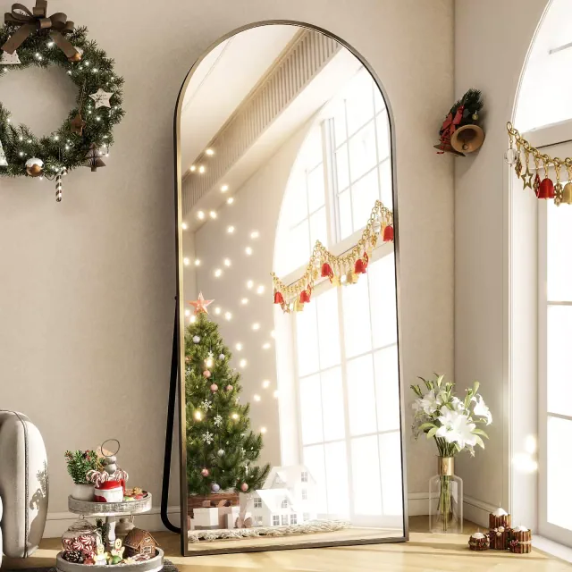 BEAUTYPEAK Arched Full Length Mirror 65"x24",Black