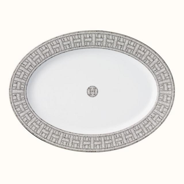 Hermes Mosaique Au 24 Platinum Oval Platter