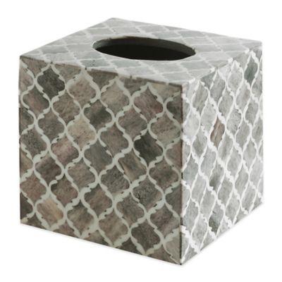 Kassatex Marrakesh Real Bone Boutique Tissue Box Cover in Grey