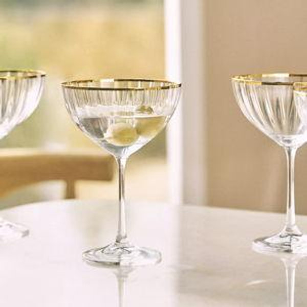 Waterfall Coupe Glasses, Set of 4