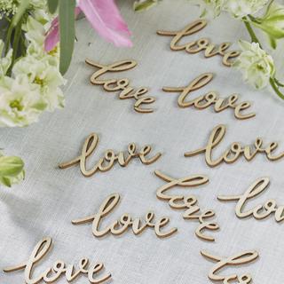 Boho Love Words Wooden Confetti, Set of 25