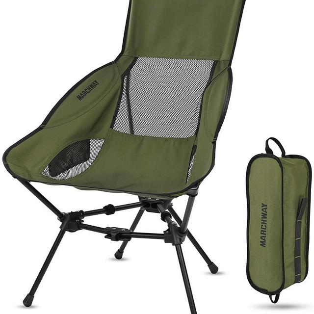 MARCHWAY Lightweight Folding High Back Camping Chair with Head Support, Stable Portable Compact for Outdoor Camp, Travel, Beach, Picnic, Festival, Hiking, Backpacking (Green)