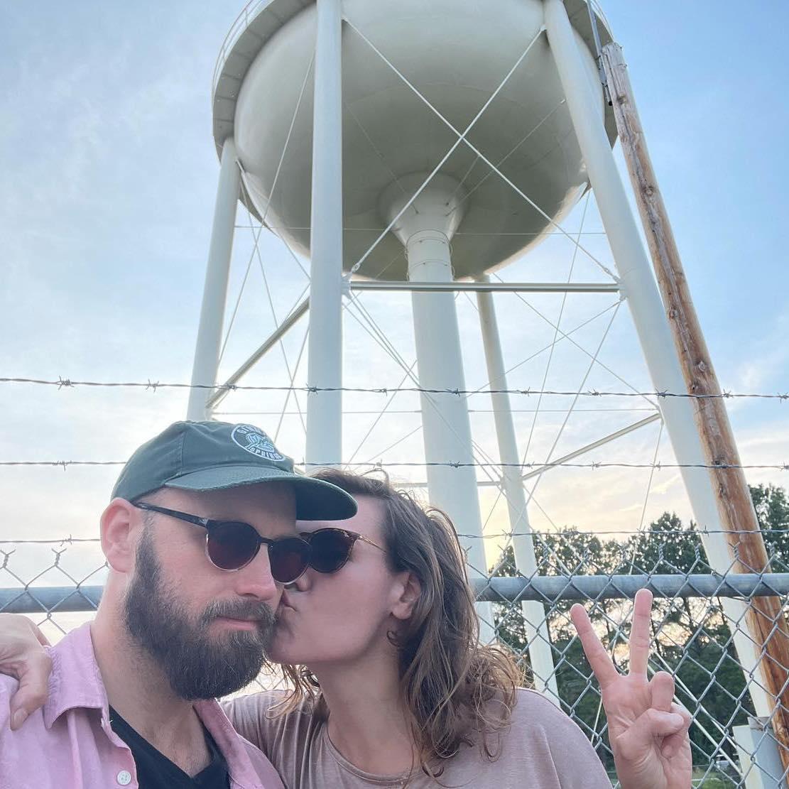 John obliged Julia by taking a detour to get a close up view of a water tower near Franklinton, NC.