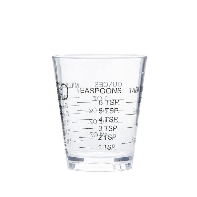 Chef Craft Classic Plastic Shot Glass Measurer, 1 ounce teaspoon/tablespoon, Clear