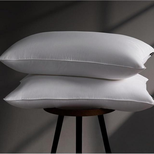Luxury Goose Feather Down Pillow Standard Size Set of 2 Pack, 100% Cotton Hotel Collection Bed Pillows for Sleeping, Soft Support Fluffy Medium Firm Pillows for Side Back Stomach Sleepers 20" x 26"