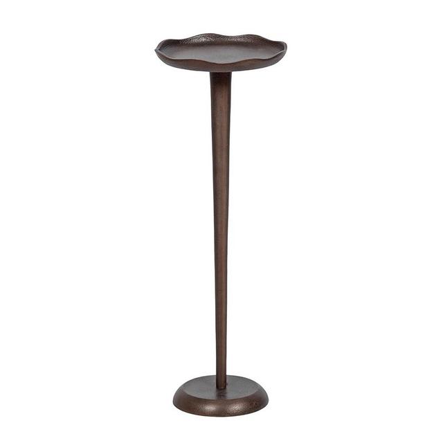 Kate and Laurel Alessia Modern Decorative Metal Drink Table with Cast Aluminum Construction and Deckled Edge, 8x8x22, Bronze