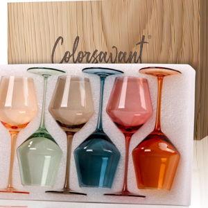 Set of 6 Colored Wine Glasses
