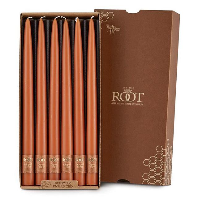 Root Candles 7219 Smooth Hand-Dipped 12-Inch Dinner Candles, 12-Count, Rust