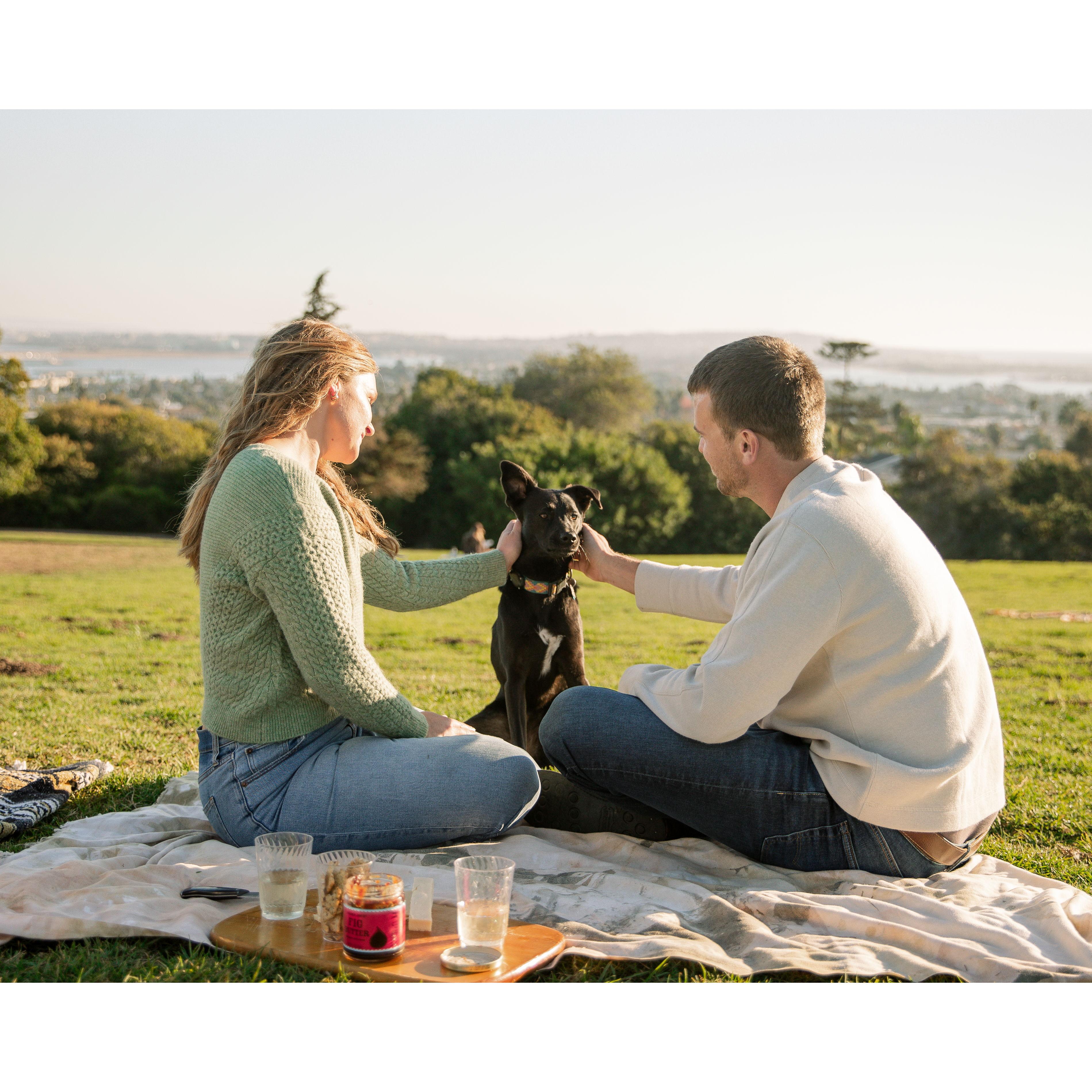 Our engagement shoot at Kate Sessions Park in Pacific Beach, San Diego. A 10/10 picnic spot. Photo Credit: Our good friend Nick Haugen