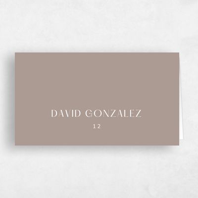 Rich Taupe, Beige Wedding Place Card - Cerrito