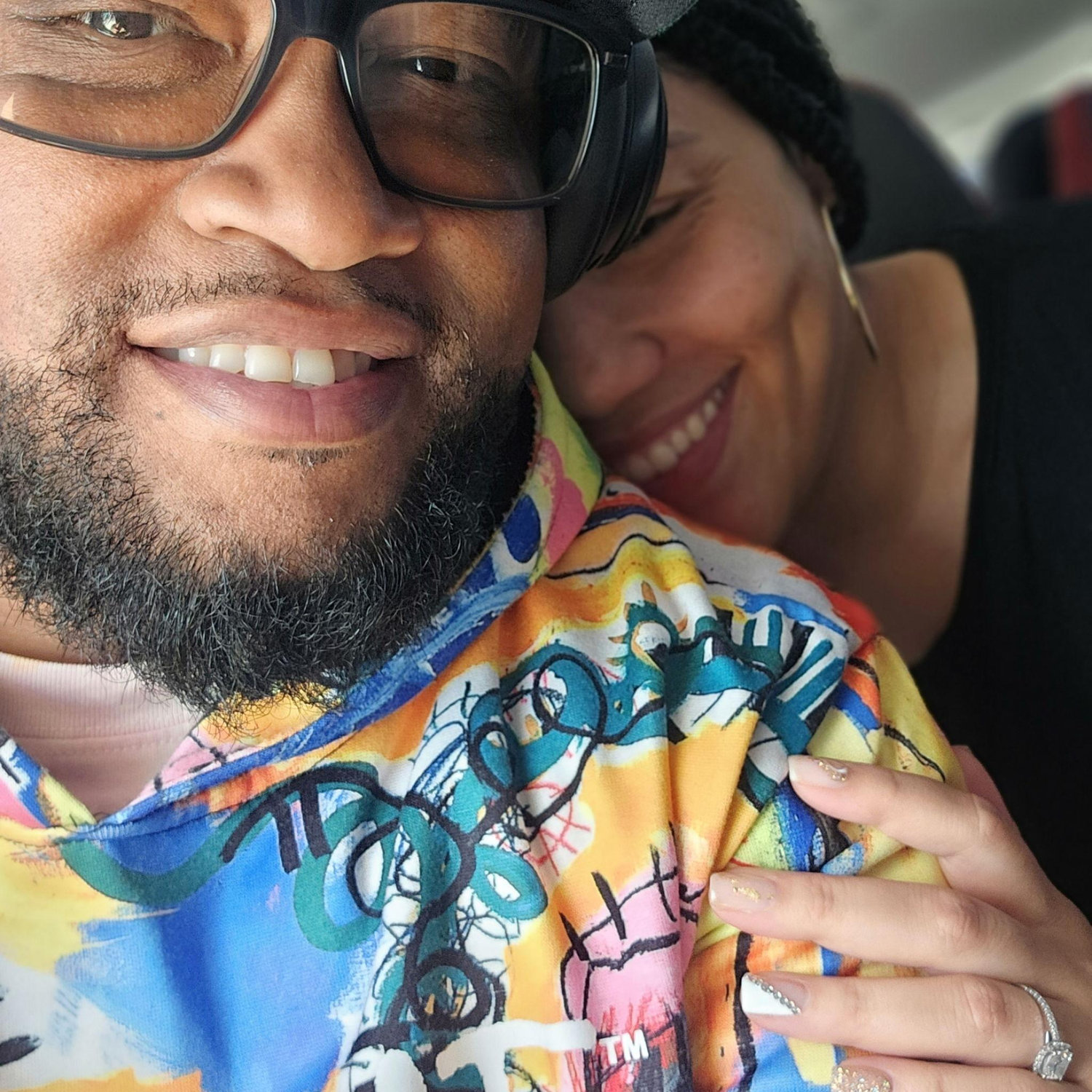 On the airplane. We love jet setting!
