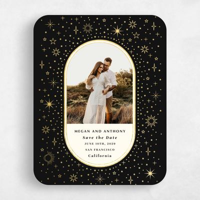 Black Rounded Wedding Save the Date - Heron Photo Foil