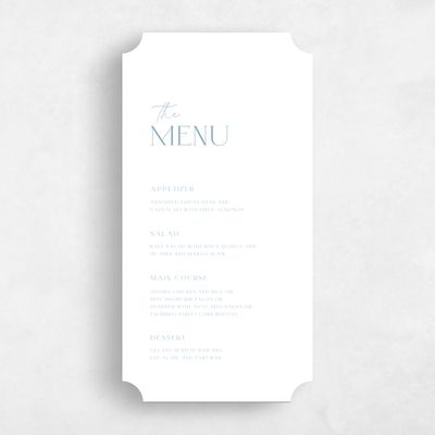 Blue Ticket Wedding Menu - Blonshine