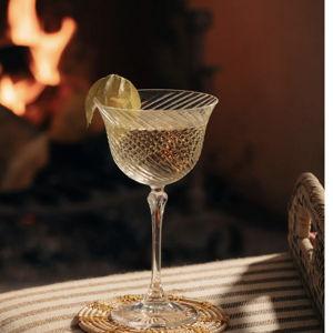 Set of 6 Julia Twisted Cut Crystal Coupes