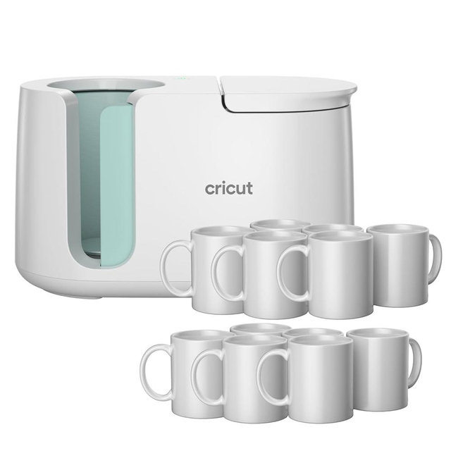 Cricut Mug Press + 12 Blank Mugs (12oz each)