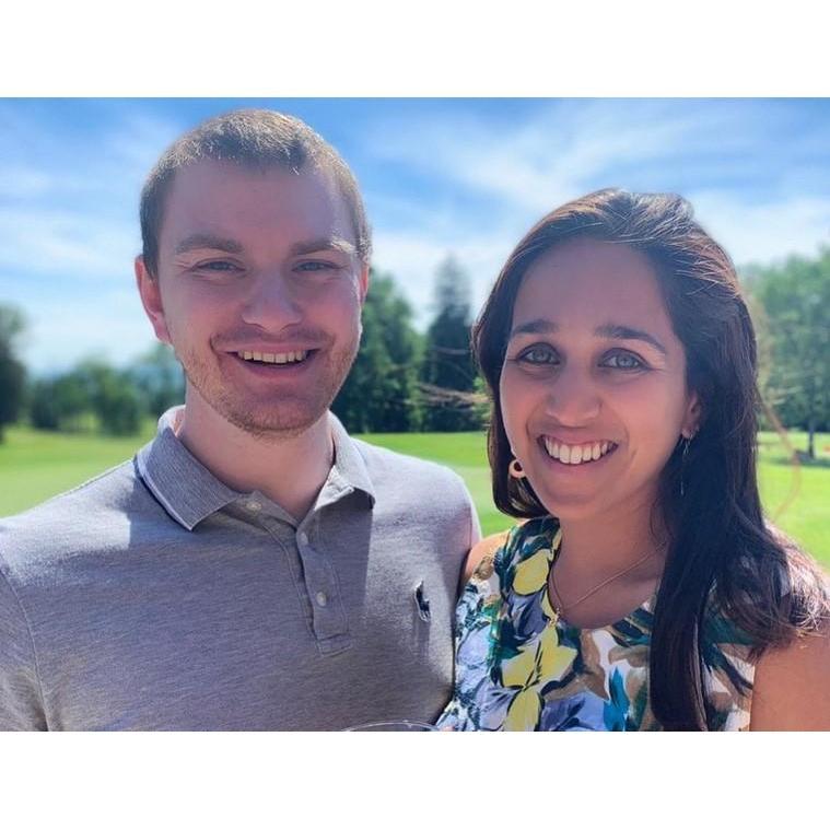 All smiles after celebrating our engagement!