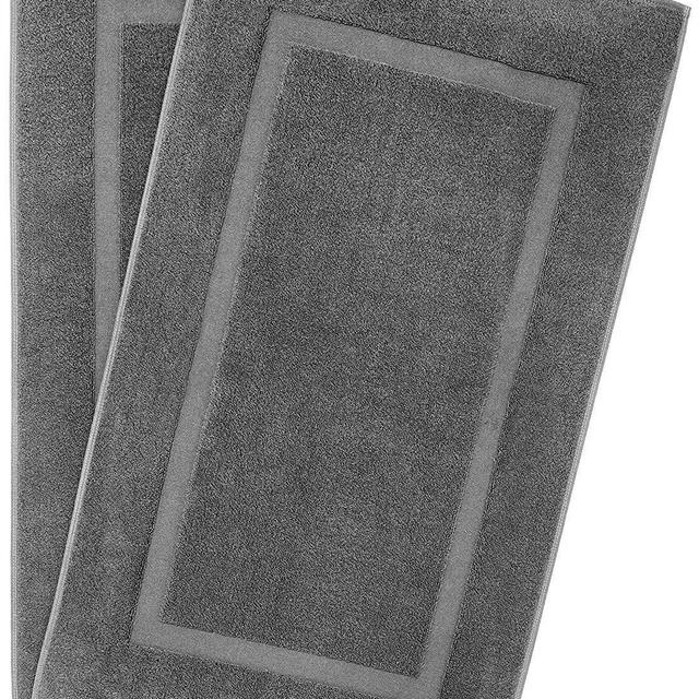 900 GSM Machine Washable 21x34 Inches 2-Pack Banded Bath Mats, Luxury Hotel and Spa Quality, 100% Ring Spun Genuine Cotton, Maximum Softness and Absorbency by United Home Textile, Charcoal Grey